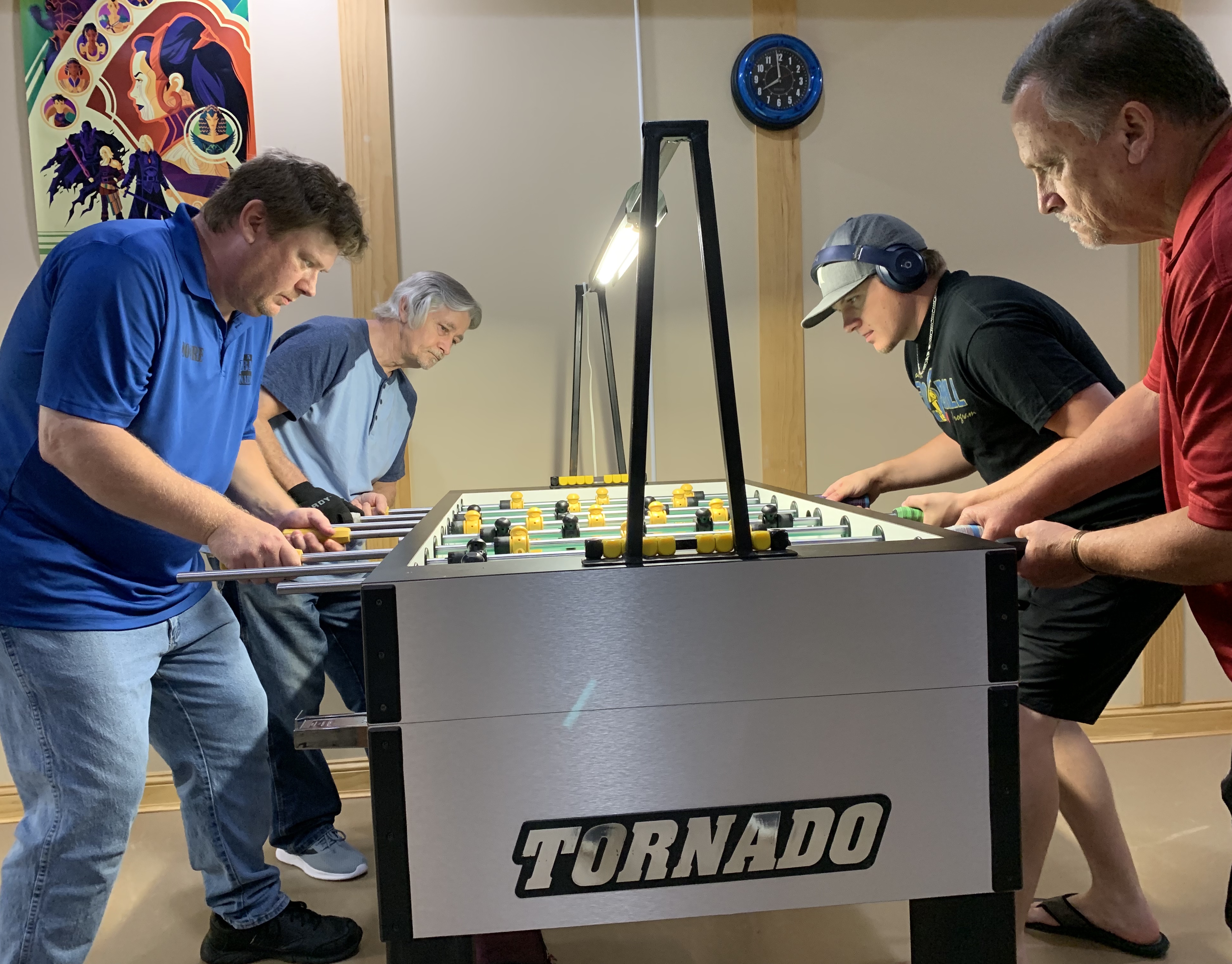 Pictured is foosball tournament action at Outbreak Games in Hanceville,AL.