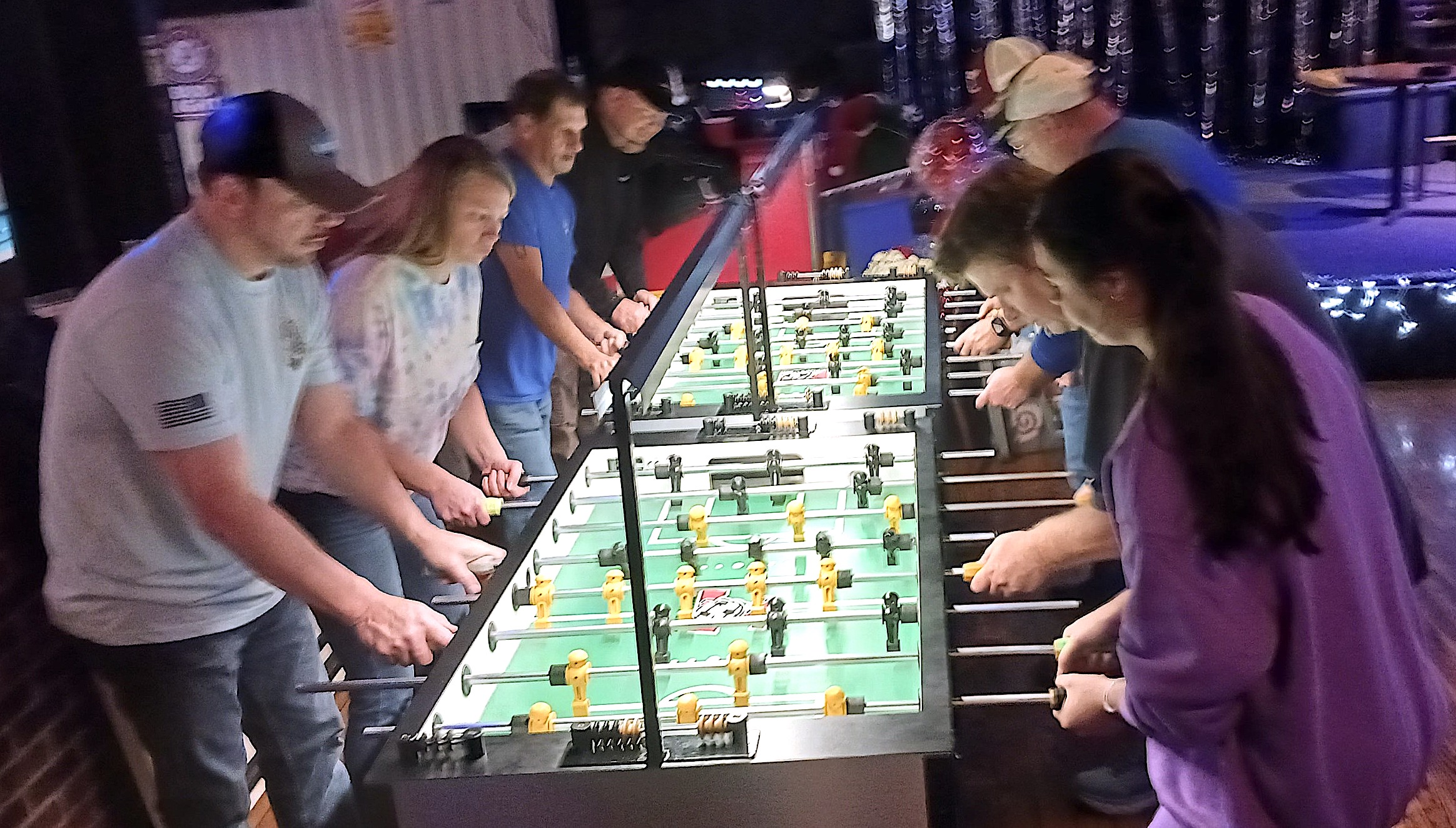 Shown are players competing during 