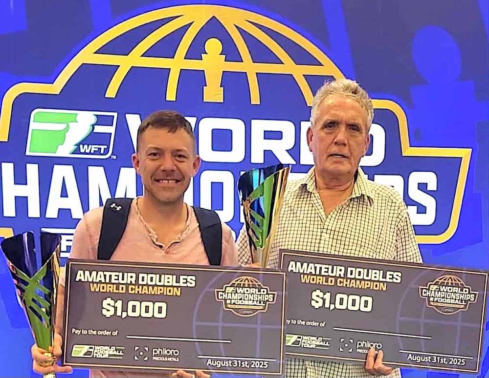 Alabama Foosball Program foosball players, Ken & Lee Williams, shown after earning the 2025 Amateur Doubles World Championship title in New Orleans,LA.